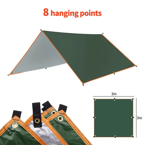 Waterproof Tarp Tent Shade™- Beach, Camping, Outdoor Shade with Nail Wind Rope