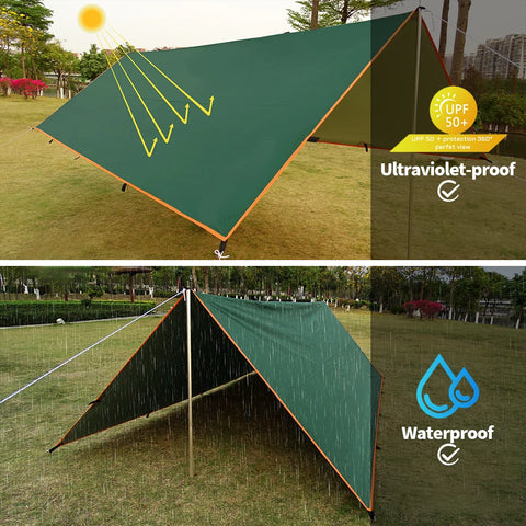 Waterproof Tarp Tent Shade™- Beach, Camping, Outdoor Shade with Nail Wind Rope
