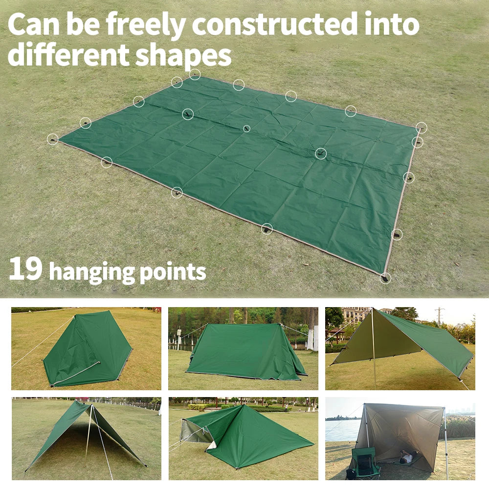 Waterproof Tarp Tent Shade™- Beach, Camping, Outdoor Shade with Nail Wind Rope